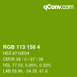 カラーコード: RGB 113 158 4 | qconv.com