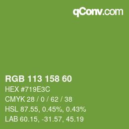 カラーコード: RGB 113 158 60 | qconv.com