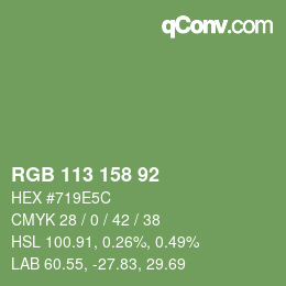 颜色代码: RGB 113 158 92 | qconv.com