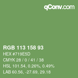 Color code: RGB 113 158 93 | qconv.com