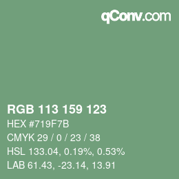 カラーコード: RGB 113 159 123 | qconv.com