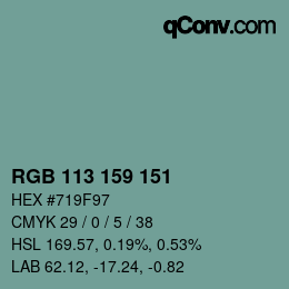 カラーコード: RGB 113 159 151 | qconv.com