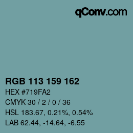 颜色代码: RGB 113 159 162 | qconv.com