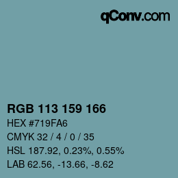 カラーコード: RGB 113 159 166 | qconv.com
