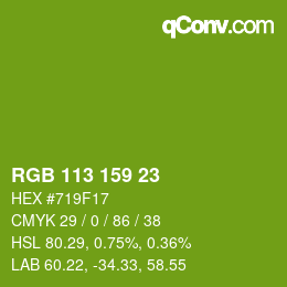 カラーコード: RGB 113 159 23 | qconv.com