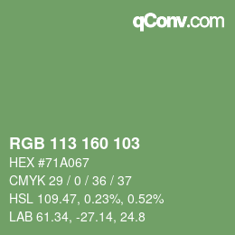 Color code: RGB 113 160 103 | qconv.com
