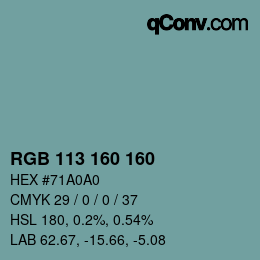 Color code: RGB 113 160 160 | qconv.com