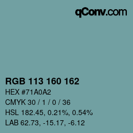 カラーコード: RGB 113 160 162 | qconv.com