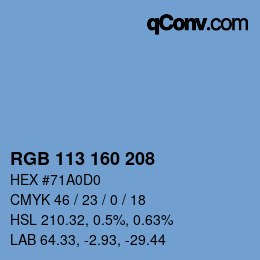 Color code: RGB 113 160 208 | qconv.com