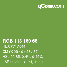 Color code: RGB 113 160 68 | qconv.com