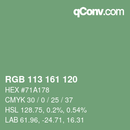 Color code: RGB 113 161 120 | qconv.com