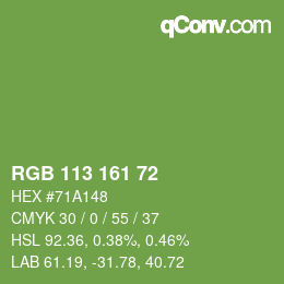 Color code: RGB 113 161 72 | qconv.com