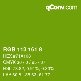 颜色代码: RGB 113 161 8 | qconv.com