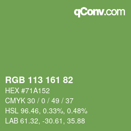 Color code: RGB 113 161 82 | qconv.com