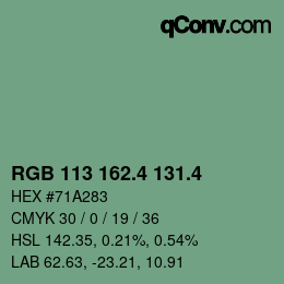 カラーコード: RGB 113 162.4 131.4 | qconv.com
