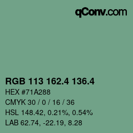 カラーコード: RGB 113 162.4 136.4 | qconv.com