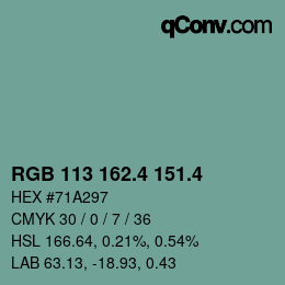 カラーコード: RGB 113 162.4 151.4 | qconv.com