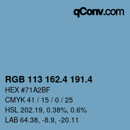 カラーコード: RGB 113 162.4 191.4 | qconv.com