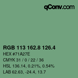 カラーコード: RGB 113 162.8 126.4 | qconv.com