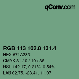 カラーコード: RGB 113 162.8 131.4 | qconv.com
