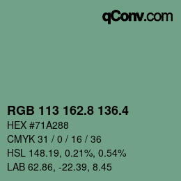 カラーコード: RGB 113 162.8 136.4 | qconv.com