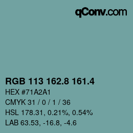 カラーコード: RGB 113 162.8 161.4 | qconv.com