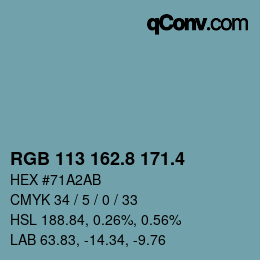 カラーコード: RGB 113 162.8 171.4 | qconv.com