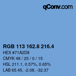カラーコード: RGB 113 162.8 216.4 | qconv.com