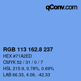 カラーコード: RGB 113 162.8 237 | qconv.com