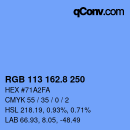 カラーコード: RGB 113 162.8 250 | qconv.com