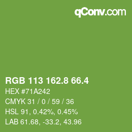カラーコード: RGB 113 162.8 66.4 | qconv.com