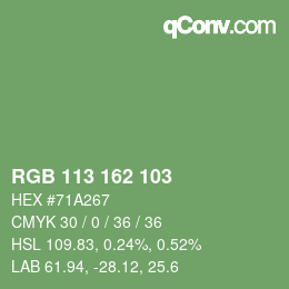 Color code: RGB 113 162 103 | qconv.com