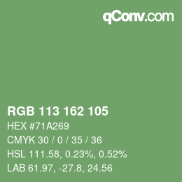 Color code: RGB 113 162 105 | qconv.com