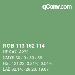 Color code: RGB 113 162 114 | qconv.com