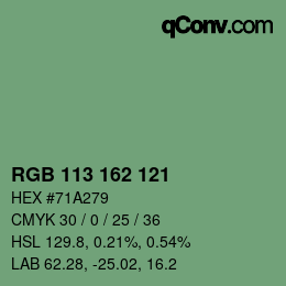 Color code: RGB 113 162 121 | qconv.com
