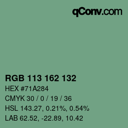 Código de color: RGB 113 162 132 | qconv.com