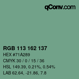 カラーコード: RGB 113 162 137 | qconv.com