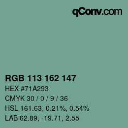 カラーコード: RGB 113 162 147 | qconv.com