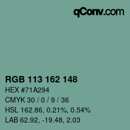 Color code: RGB 113 162 148 | qconv.com