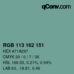 カラーコード: RGB 113 162 151 | qconv.com