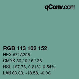 Color code: RGB 113 162 152 | qconv.com