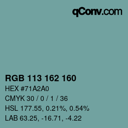 Color code: RGB 113 162 160 | qconv.com