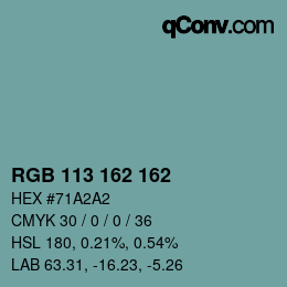 Color code: RGB 113 162 162 | qconv.com