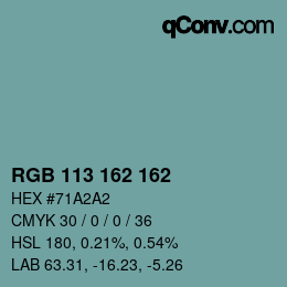 カラーコード: RGB 113 162 162 | qconv.com