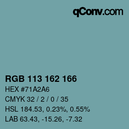 Color code: RGB 113 162 166 | qconv.com
