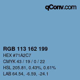 Color code: RGB 113 162 199 | qconv.com