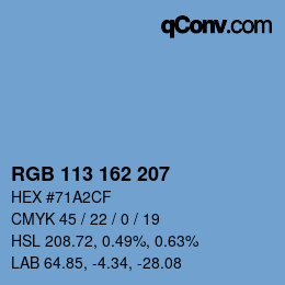 カラーコード: RGB 113 162 207 | qconv.com