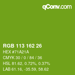 カラーコード: RGB 113 162 26 | qconv.com