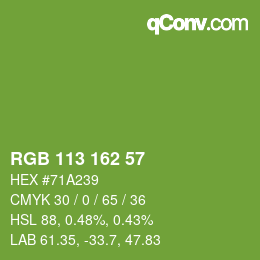 Color code: RGB 113 162 57 | qconv.com