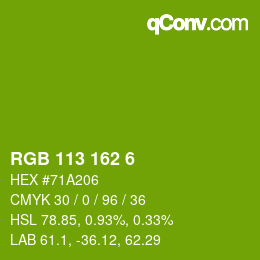 カラーコード: RGB 113 162 6 | qconv.com